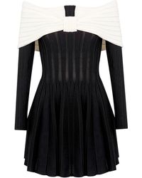 Balmain - Off-the-shoulder Knitted Mini Dress - Lyst