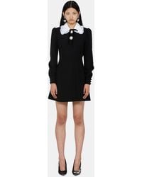 Alessandra Rich & White Crepe Bow Mini Dress - Black