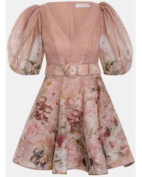 Zimmermann Blush Floral Dancer Mini Dress - Pink