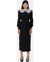 Alessandra Rich & White Embroidered Collar Dress - Black