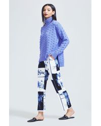 Lela Rose Dotted Knit Turtleneck - Blue