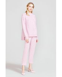 Lela Rose Dotted Knit Pullover - Pink