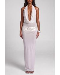 LemonLunar - The Halter Neck Shell Mesh Maxi Dress - Lyst