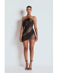 LemonLunar - The Ciela Mesh Diamante Mini Dress - Lyst