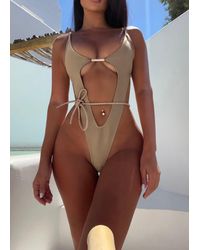 LemonLunar - The Jay High Rise Swimsuit Bandage Diamante Details - Lyst