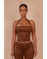 LemonLunar - The Maeve Corset Halter Top Suede - Lyst