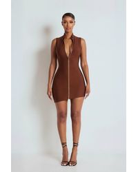 LemonLunar - The Serena Diamante Zip Bandage Dress - Lyst