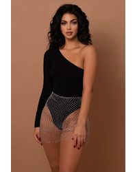 LemonLunar - The Mesh Diamante Mini Skirt - Lyst