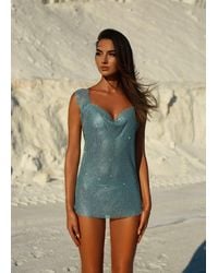 LemonLunar - The Chrissy Diamante Mini Dress - Lyst
