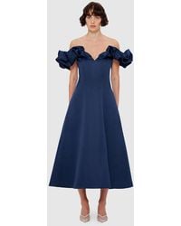 LEO LIN - Annie Off Shoulder Frill Midi Dress - Lyst