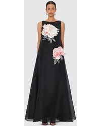 LEO LIN - Yumei Appliqué Floral Open Back Gown - Lyst