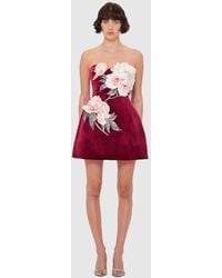 LEO LIN - Rosanne Velvet Appliqué Floral Bustier Mini Dress - Lyst