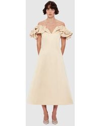 LEO LIN - Annie Off Shoulder Frill Midi Dress - Lyst