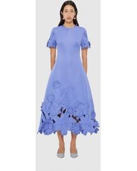 LEO LIN - Caroline Appliqué Short Sleeve Midi Dress - Lyst