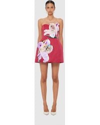 LEO LIN - Rosario Appliqué Floral Bustier Mini Dress - Lyst