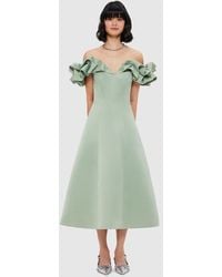 LEO LIN - Annie Off Shoulder Frill Midi Dress - Lyst