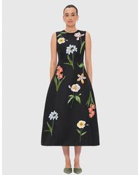 LEO LIN - Cleo Embroidered Sleeveless Midi Dress - Lyst