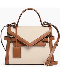 Le Tanneur - Mittelgroße Handtasche Emilie Aus Glattleder Und Baumwollcanvas Mit Doppelklappe - Lyst