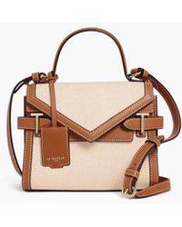 Le Tanneur - Kleine Handtasche Emilie Mit Doppeltem Umschlag, Aus Canvas-Baumwolle Und Glattleder - Lyst