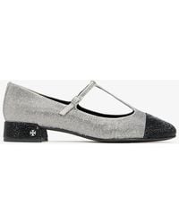 Tory Burch - Cap-Toe T Strap Pavé Ballet Pumps - Lyst