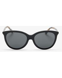 Burberry - Tubular Check Round Sunglasses - Lyst