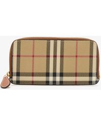 Burberry - Large Check Zip Card Case - Lyst