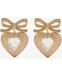 Self-Portrait - Bow Crystal Heart Earrings - Lyst
