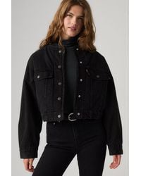 Levi's - Collarless Cropped Sherpa Trucker Jacket - Lyst