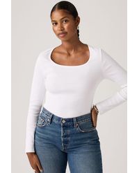 Levi's - T Shirt Essential A Manica Lunga E Scollo Squadrato - Lyst