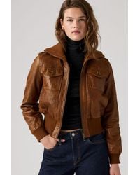Levi's - Kira Shrunken Leather Bomber Jacket - Lyst