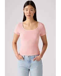 Levi's - T Shirt Essential Con Scollo Squadrato - Lyst