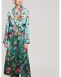 Liberty Desert Rose Silk Satin Long Robe - Green