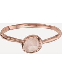 Monica Vinader - Rose Gold Plated Vermeil Silver Siren Small Rose Quartz Stacking Ring - Lyst