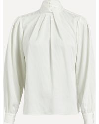 FRAME - Women's Knotted Mock Neck Silk Blouse Xl - Lyst