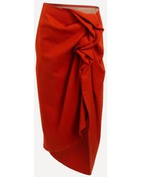 Dries Van Noten - Draped Wool Gabardine Midi Skirt - Lyst