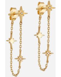 Astley Clarke Gold Plated Vermeil Silver Celestial White Sapphire Chain Drop Earrings - Metallic