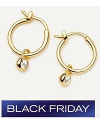 Missoma - 18Ct-Plated Vermeil April Birthstone Mini Charm Hoop Earrings - Lyst