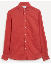 With Nothing Underneath - The Boyfriend Cardinal Linen Shirt - Lyst