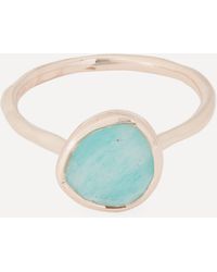 Monica Vinader - Rose Gold Plated Vermeil Silver Siren Amazonite Stacking Ring - Lyst