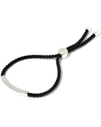 Monica Vinader Large Silver Linear Friendship Black Cord Bracelet - Metallic
