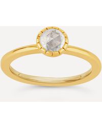 Dinny Hall 22ct Gold Plated Vermeil Silver Gem Drop Rose Cut White Topaz Stacking Ring - Metallic