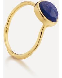Monica Vinader - 18ct Gold Plated Vermeil Silver Siren Lapis Stacking Ring - Lyst