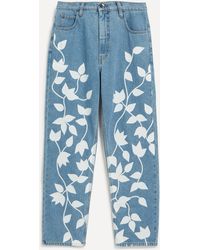 FANFARE - Women's High Waisted White Petal Blue Jeans 16 - Lyst