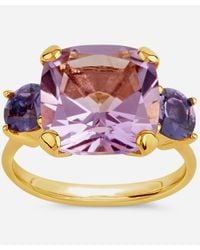 Dinny Hall Gold Plated Vermeil Silver Teresa Amethyst And Iolite Ring - Metallic