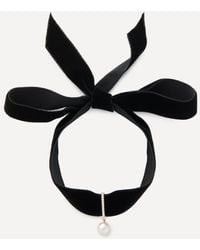 Mateo - 14Ct Pearl And Diamond Velvet Choker - Lyst