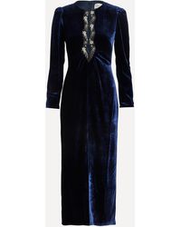 Saloni - Women's Jinx C Navy Stars Embroidered Dress 14 - Lyst
