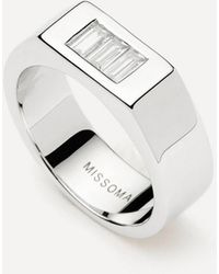 Missoma - X Lucy Williams Rhodium-Plated Triple Stone Chunky Ring - Lyst