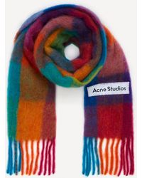 Acne Studios Large Check Mohair-blend Scarf - Green