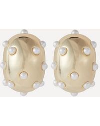 Kenneth Jay Lane - 14Ct-Plated Pearl Huggie Hoop Earrings - Lyst