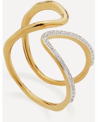Monica Vinader - 18ct Gold Plated Vermeil Silver Riva Open Wrap Ring - Lyst